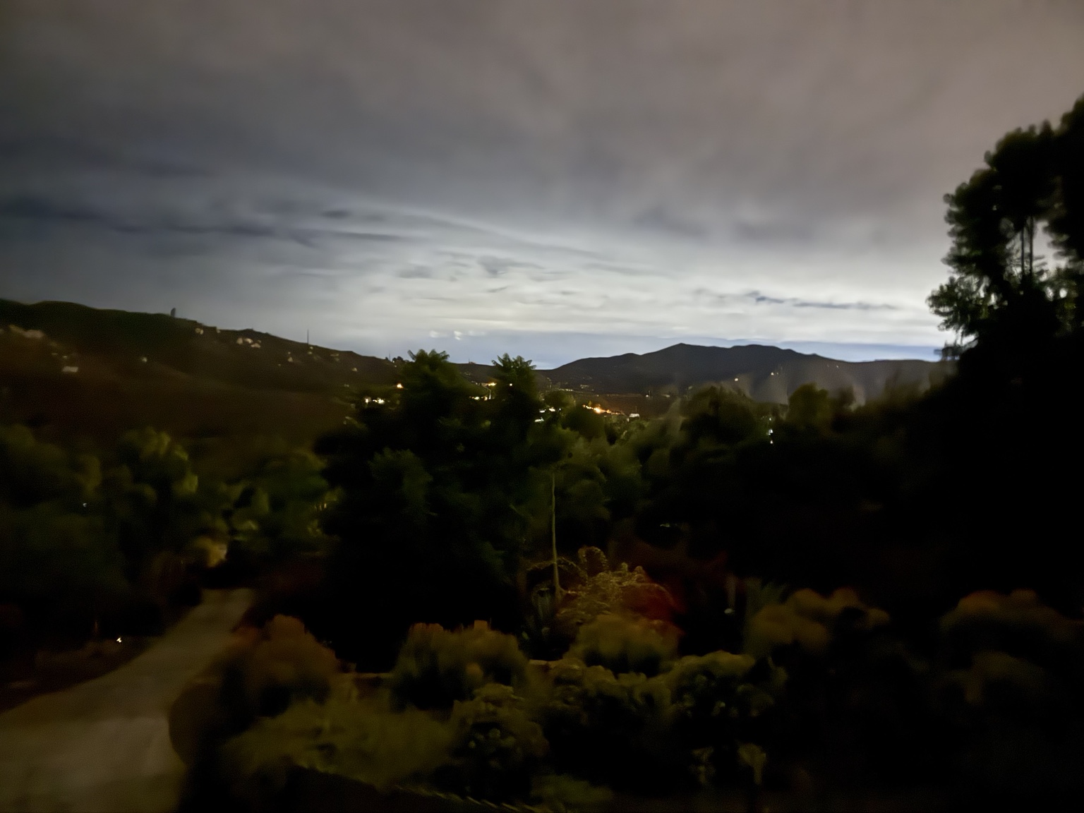East County hills after dark